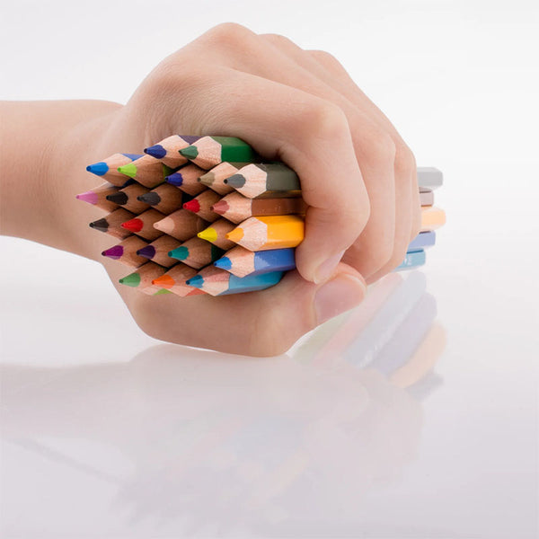 someone holding a stack of pencils